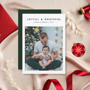 Freude & Dankbarkeit Elegantes Familienweihnachtsf Feiertagskarte