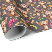 Freude der Affen mit ihrem Essen 2 Geschenkpapier (Rolleneckpunkt)