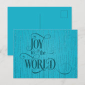 FREUDE DER WELT Dunkles Teal-Script-Weihnachten  Postkarte (Vorne/Hinten)