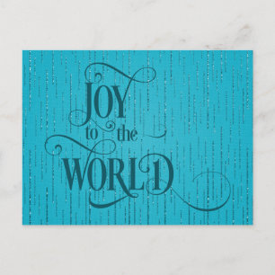 FREUDE DER WELT Dunkles Teal-Script-Weihnachten Postkarte