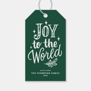 Freude der Welt Lettering Waldgrün Weihnachten Geschenkanhänger
