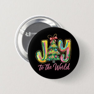 Freude Der Welt Neon-Weihnachtsbaum Pinselstrich  Button