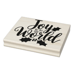 Freude der Welt Schrift mit Stechpalmen Akzenten Gummistempel