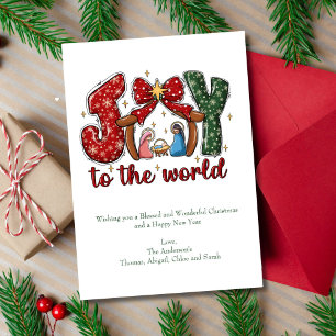 Freude der Welt Weihnachtskrippenszene Christlich Feiertagskarte