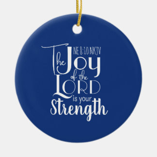 Freude des christlichen Bibelverses Cute Blue Keramik Ornament