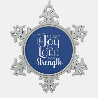 Freude des christlichen Bibelverses Cute Blue Schneeflocken Zinn-Ornament