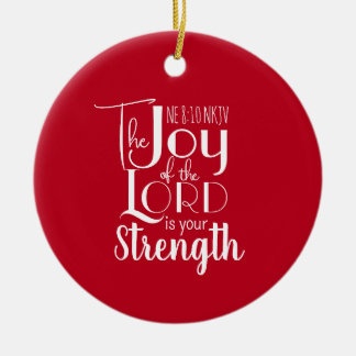 Freude des christlichen Bibelverses Cute Red Keramik Ornament