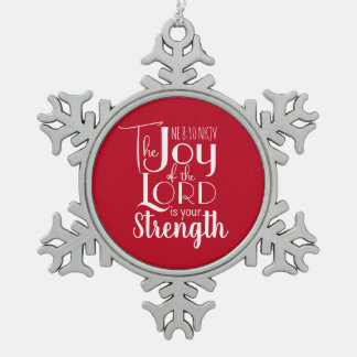 Freude des christlichen Bibelverses Cute Red Schneeflocken Zinn-Ornament