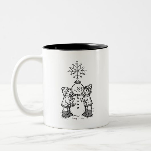 Freude des Schneemans Zweifarbige Tasse (Links)