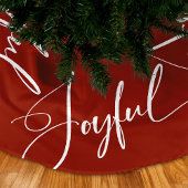 Freude | Elegante Script Christmas Red Polyester Weihnachtsbaumdecke