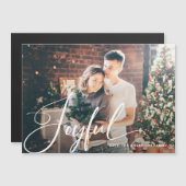 Freude | Elegante Script und Foto Magnetkarte Magneteinladung (Vorne/Hinten)