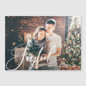 Freude | Elegante Script und Foto Magnetkarte Magneteinladung (Vorderseite)