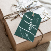 Freude | Elegantes Script Christmas Green Geschenkanhänger