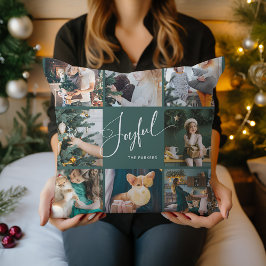 Freude | Elegantes Script Multi Foto Weihnachten Kissen