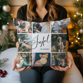 Freude | Elegantes Script Multi Foto Weihnachten Kissen