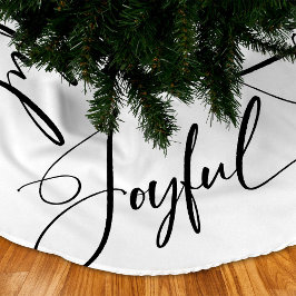 Freude | Elegantes Script Weihnachten Schwarz und  Polyester Weihnachtsbaumdecke