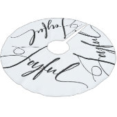 Freude | Elegantes Script Weihnachten Schwarz und Polyester Weihnachtsbaumdecke (Schrägansicht)