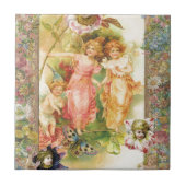 Freude - Engel und Blumen Fliese (Vorderseite)