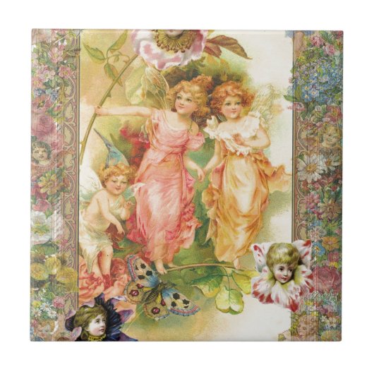 Freude - Engel und Blumen Fliese (Vorderseite)