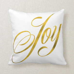 Freude Faux-Goldfolie Weihnachts-Script-Schriftzug Kissen