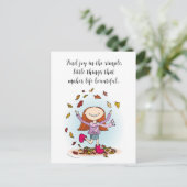 Freude finden in den einfachen, kleinen Dingen Mäd Postkarte (Stehend Vorderseite)