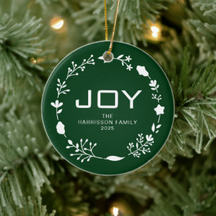 Freude Florales Weihnachtskränze Familienname Foto Keramik Ornament