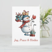 Freude, Frieden und Birdies Feiertagskarte (Stehend Vorderseite)
