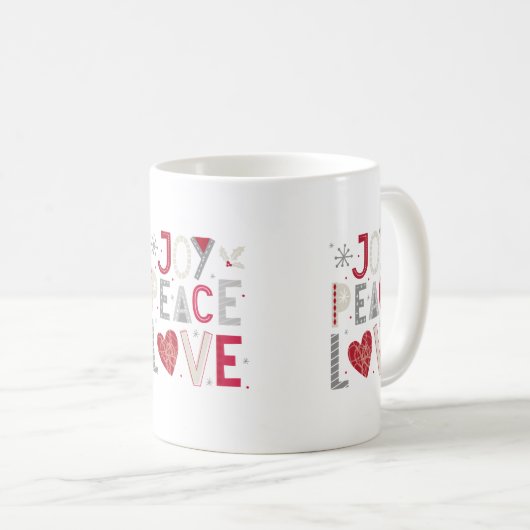 Freude, Frieden und Liebe Kaffeetasse (VorderseiteRechts)