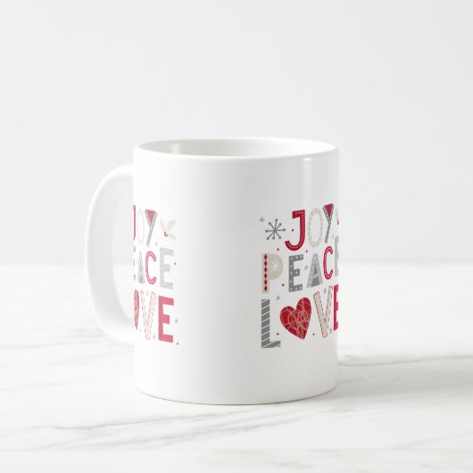 Freude, Frieden und Liebe Kaffeetasse (Vorderseite Links)