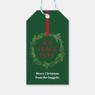 Freude-FriedensLiebe-WeihnachtsWreath Geschenkanhänger