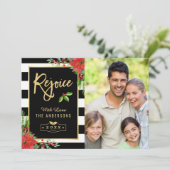 Freude frohe Weihnachten Poinsettia Foto (Stehend Vorderseite)