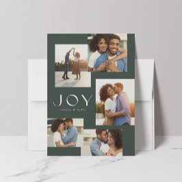 Freude fünf Foto Collage moderne grüne Weihnachtsz Feiertagskarte