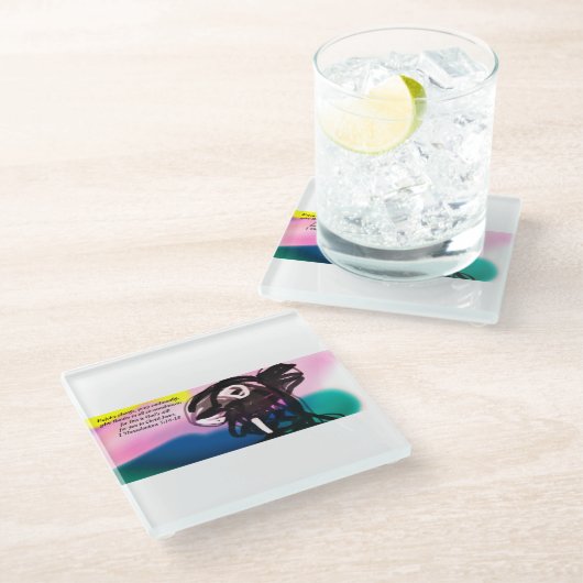 Freude Glasuntersetzer (Schrägansicht)