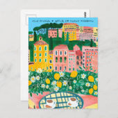 Freude Glück Neuen Zuhause die Stadt Postkarte (Vorne/Hinten)