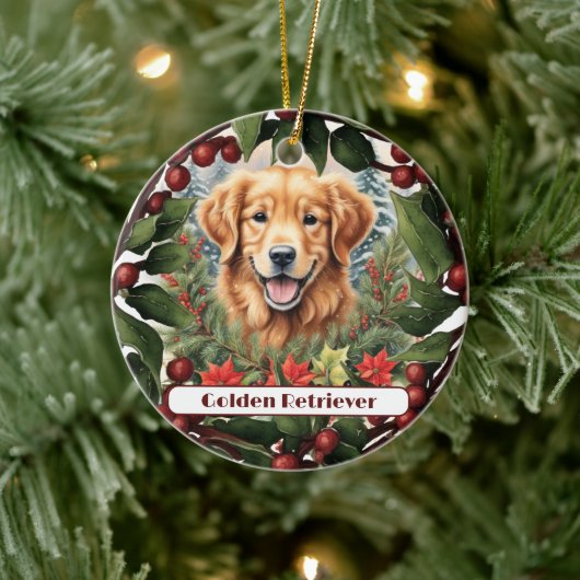 Freude Golden Retriever, Personalisierte Weihnacht Keramik Ornament (Baum)