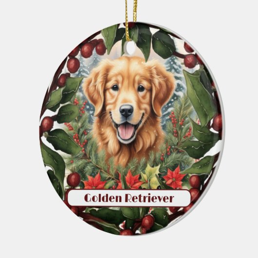 Freude Golden Retriever, Personalisierte Weihnacht Keramik Ornament (Links)