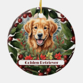 Freude Golden Retriever, Personalisierte Weihnacht Keramik Ornament (Hinten)