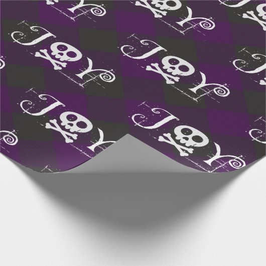 Freude-gotisches Weihnachtslila Büffel kariert Geschenkpapier (Ecke)