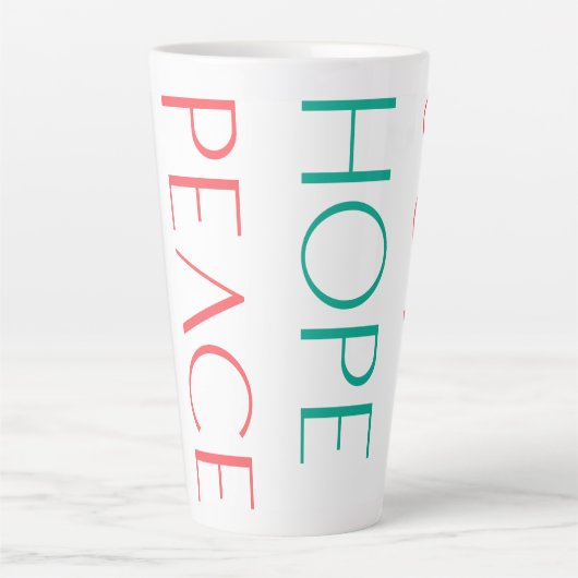 Freude, Hoffnung, Liebe, Frieden Milchtasse (Vorderseite)