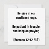 Freude, Hoffnung und Gebet (Römer 12:12 NLT) Karte (Rückseite)
