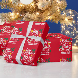 Freude in Jesus Christliches Weihnachten Familienn Geschenkpapier