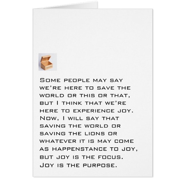 Freude ist der Zweck (Vorne)