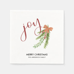 Freude-Kalligraphiei Watercolor-WeihnachtsGrüntö Serviette