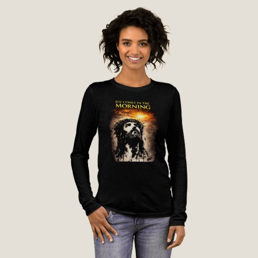 Freude kommt am Morgen Tri-Blend Shirt (Volle Vorderseite)