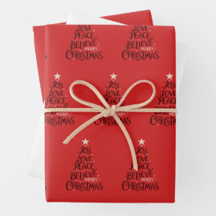 Freude Liebe Frieden Glaube Frohe Weihnachten Baum Geschenkpapier Set