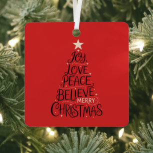 Freude Liebe Frieden Glaube Frohe Weihnachten Baum Ornament Aus Metall