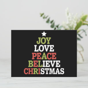 Freude Liebe Frieden Glaube Weihnachtsbaum Familie Feiertagskarte