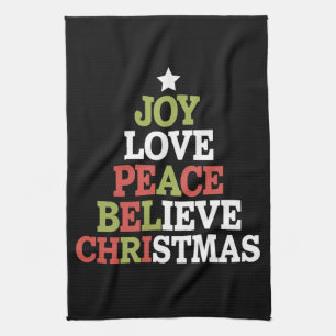 Freude Liebe Frieden Glaube Weihnachtsbaum Familie Geschirrtuch