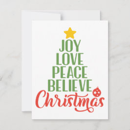Freude, Liebe, Frieden, Glaube, Weihnachtsbaumkaff Feiertagskarte