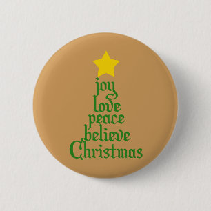 Freude, Liebe, Frieden, Glauben, Weihnachten Button